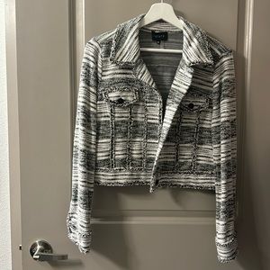 State Fringe Trim Novelty tweeted jacket